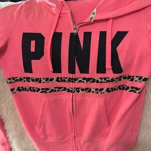Pink zip up the front sweatshirt